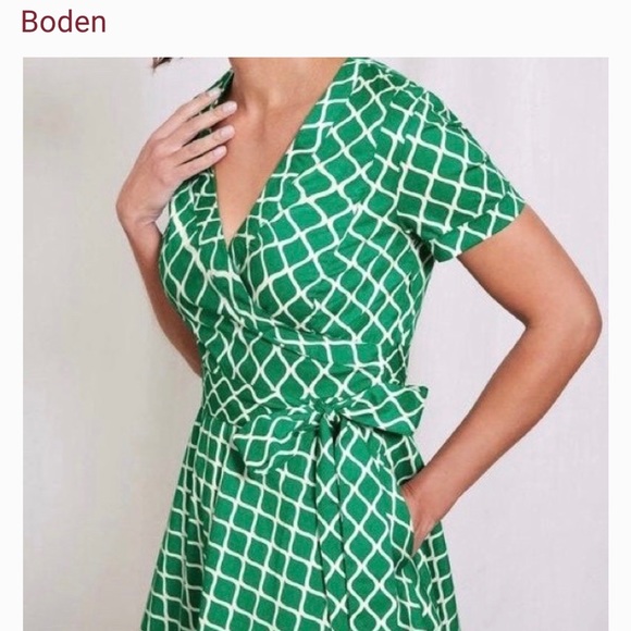 Boden Kelly Green Wrap Dress ZP1 - Picture 5 of 8